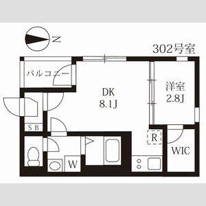 1DK 間取り図