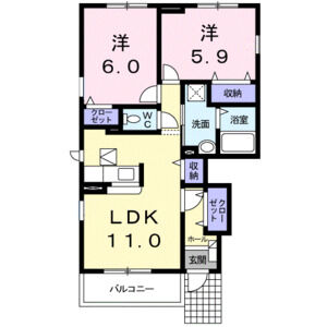 2LDK 間取り図