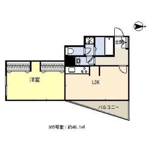 1LDK 間取り図