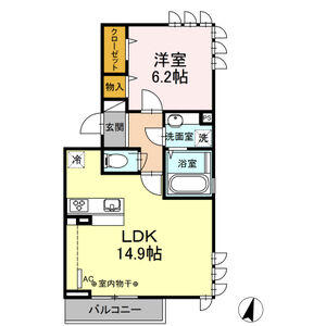 1LDK 間取り図