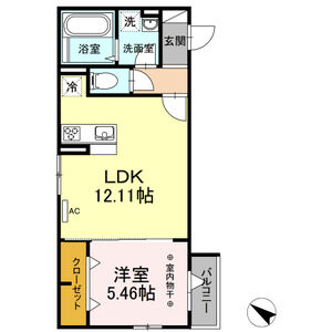 1LDK 間取り図