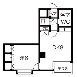 1DK 間取り図
