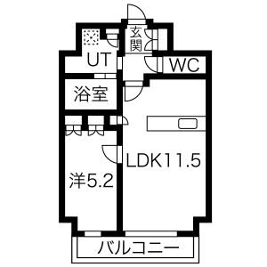 1LDK 間取り図