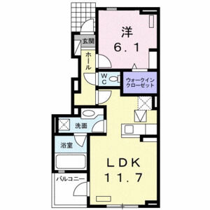 1LDK 間取り図