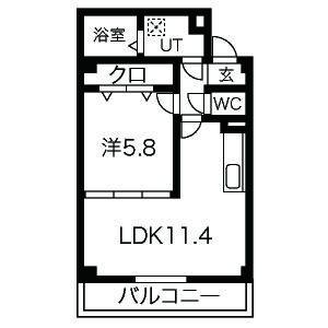 1LDK 間取り図