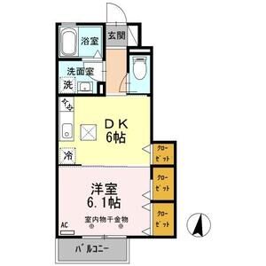 1DK 間取り図