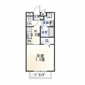 1K 間取り図