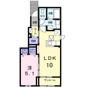 1LDK 間取り図