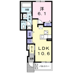 1LDK 間取り図