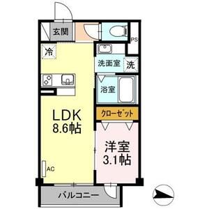 1LDK 間取り図
