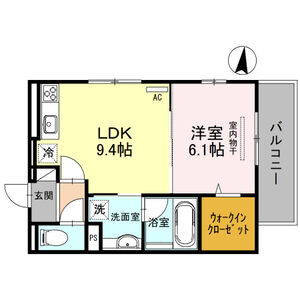 1LDK 間取り図
