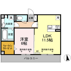 1LDK 間取り図