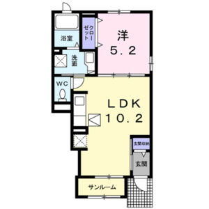 1LDK 間取り図