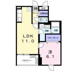 1LDK 間取り図