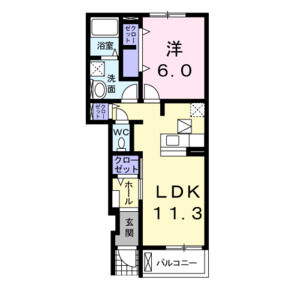 1LDK 間取り図