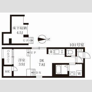 1DK 間取り図