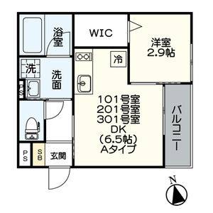 1DK 間取り図