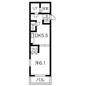 1DK 間取り図