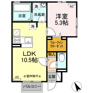 1LDK 間取り図