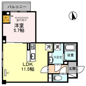 1LDK 間取り図