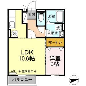 1LDK 間取り図