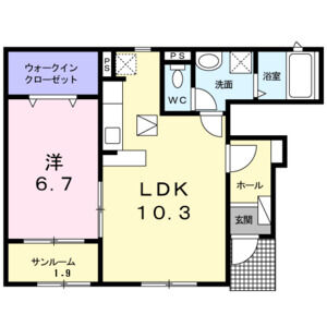 1LDK 間取り図