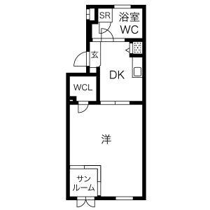 1DK 間取り図