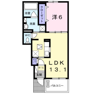 1LDK 間取り図