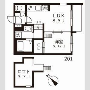 1LDK 間取り図