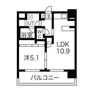 1LDK 間取り図