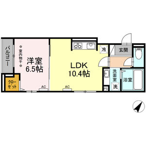 1LDK 間取り図