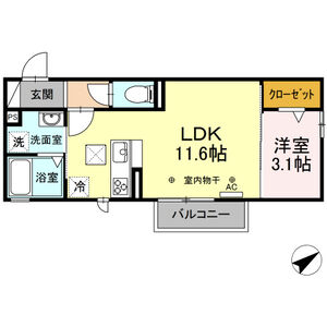 1LDK 間取り図