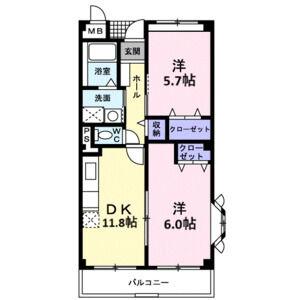 2DK 間取り図