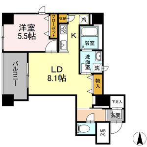 1LDK 間取り図