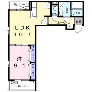 1LDK 間取り図