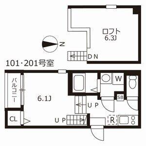 1K 間取り図