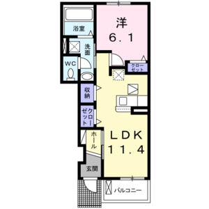 1LDK 間取り図