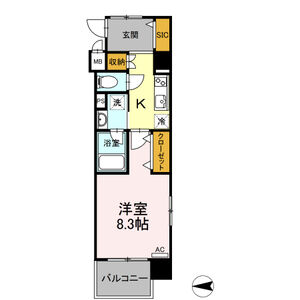 1K 間取り図