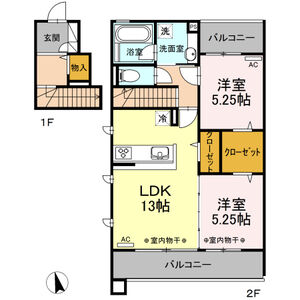 2LDK 間取り図