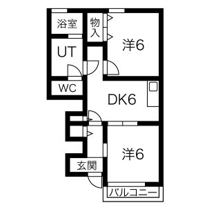 2DK 間取り図