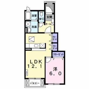 1LDK 間取り図