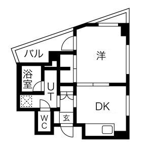 1DK 間取り図