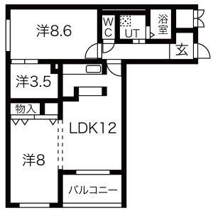 1LDK 間取り図
