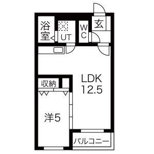 1LDK 間取り図