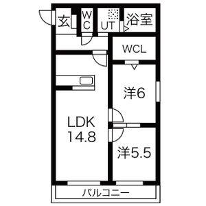 2LDK 間取り図
