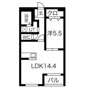1LDK 間取り図