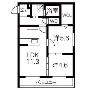 2LDK 間取り図