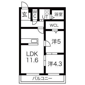 2LDK 間取り図