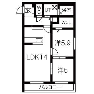 2LDK 間取り図