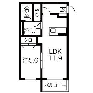 1LDK 間取り図